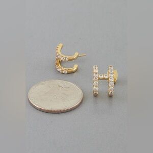 H Crystal Earrings- Gold